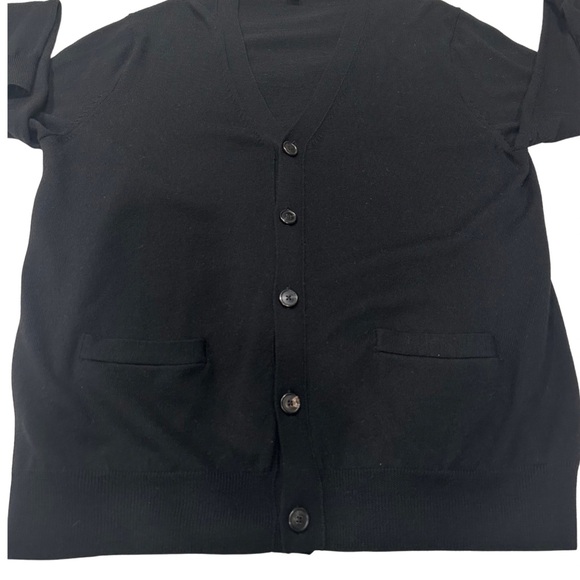 J.Crew Mens Black Italian Merino Wool Cardigan Patch Pockets Sz Large Luxury EUC - Picture 5 of 8